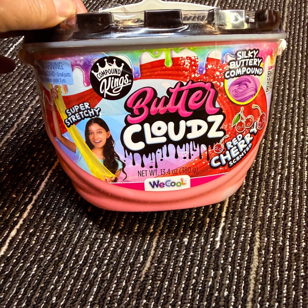 Compound Kings Butter Cloudz Kids 13.4oz New Cherry Scented Pink Slime Bucket